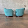 Pair Of Vintage MCM Club Chairs w/Swivel & Rocking Base In New MC Style Fabric