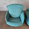 Pair Of Vintage MCM Club Chairs w/Swivel & Rocking Base In New MC Style Fabric