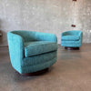 Pair Of Vintage MCM Club Chairs w/Swivel & Rocking Base In New MC Style Fabric