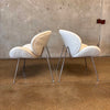 Pair of Vintage Chrome Slice Chairs In Boucle Fabric