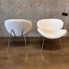 Pair of Vintage Chrome Slice Chairs In Boucle Fabric