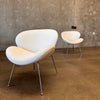 Pair of Vintage Chrome Slice Chairs In Boucle Fabric