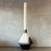 Vintage Mid Century Modern White & Brown Porcelain Enamel Malm "Lancer" Fireplace