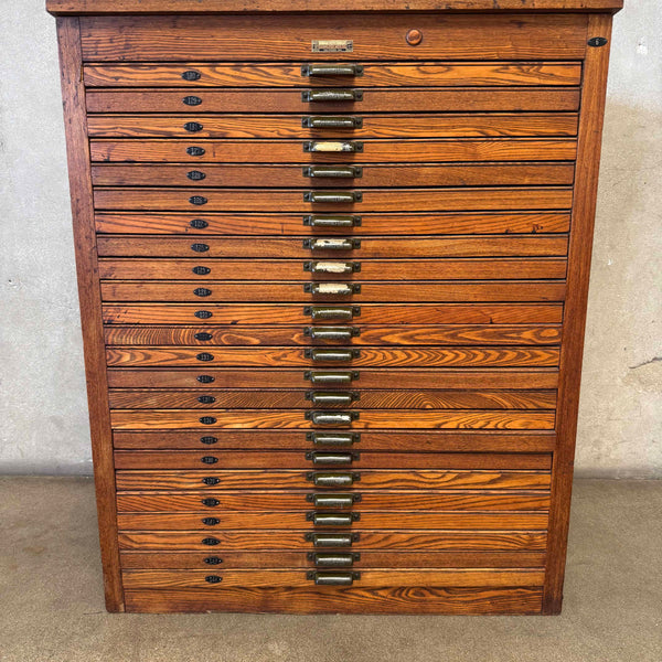 1920s Oak 24" Drawer Printers Flat File Cabinet by Hamilton Co. (Original Finish)