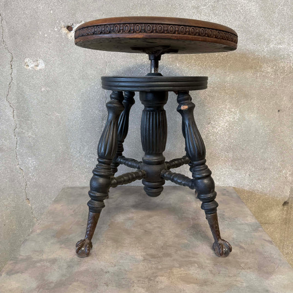 1900s Piano Stool Glass Claw Feet
