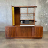 Mid Century Tambour Door Credenza with Bar Hutch