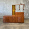 Mid Century Tambour Door Credenza with Bar Hutch