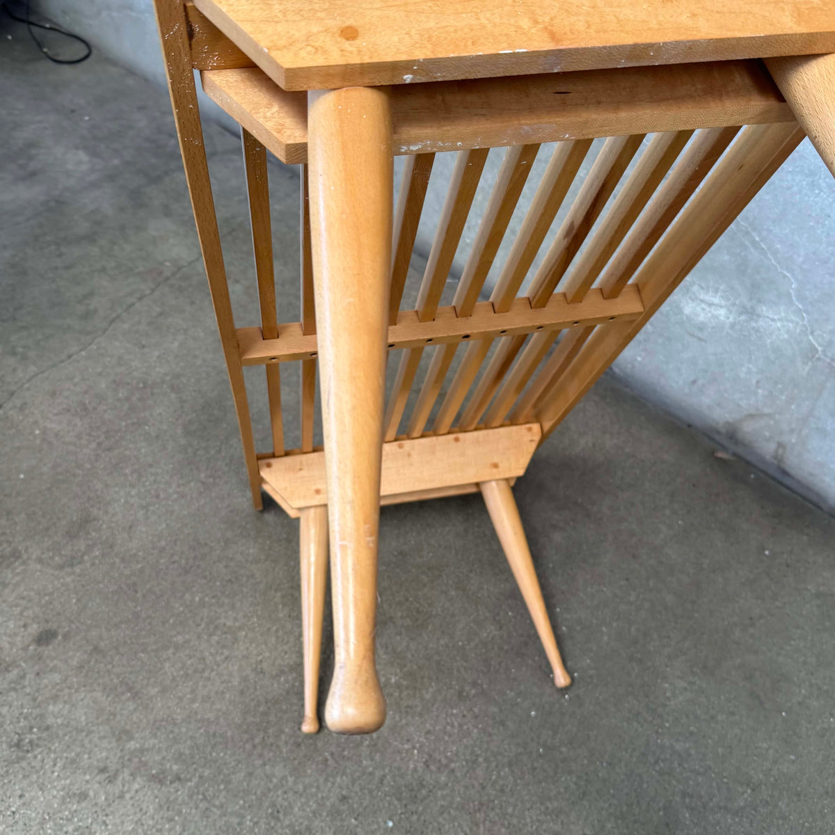 Mid Century Modern Wooden Slat Bench w/ 3 Cushions, Made in Italy