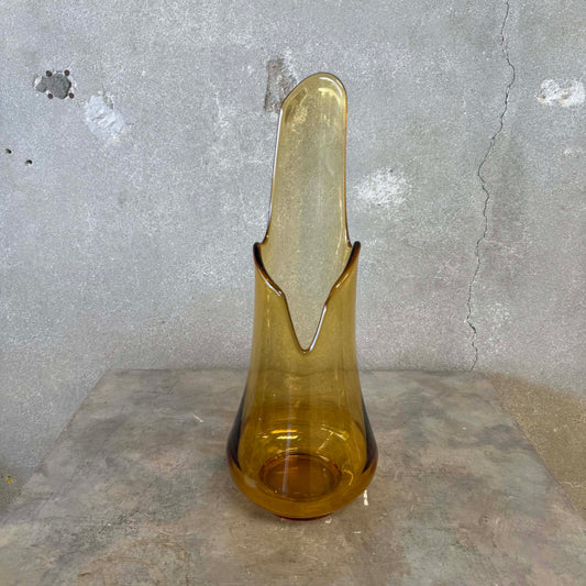 Mid Century Modern Le Smith Amber Swung Vase