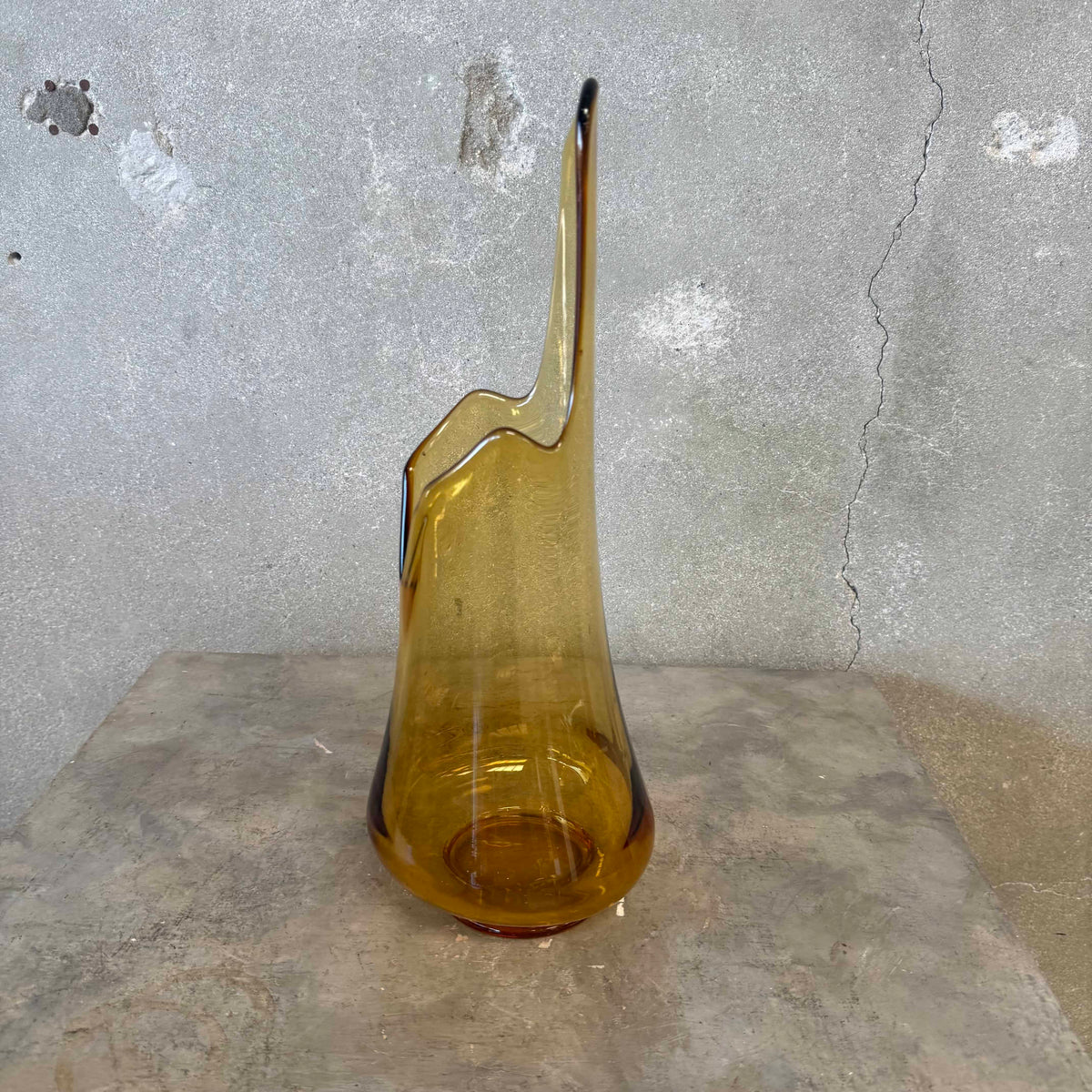 Mid Century Modern Le Smith Amber Swung Vase