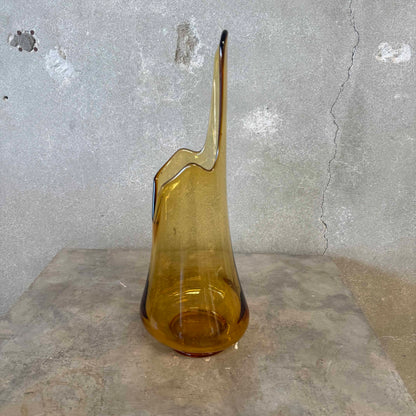 Mid Century Modern Le Smith Amber Swung Vase