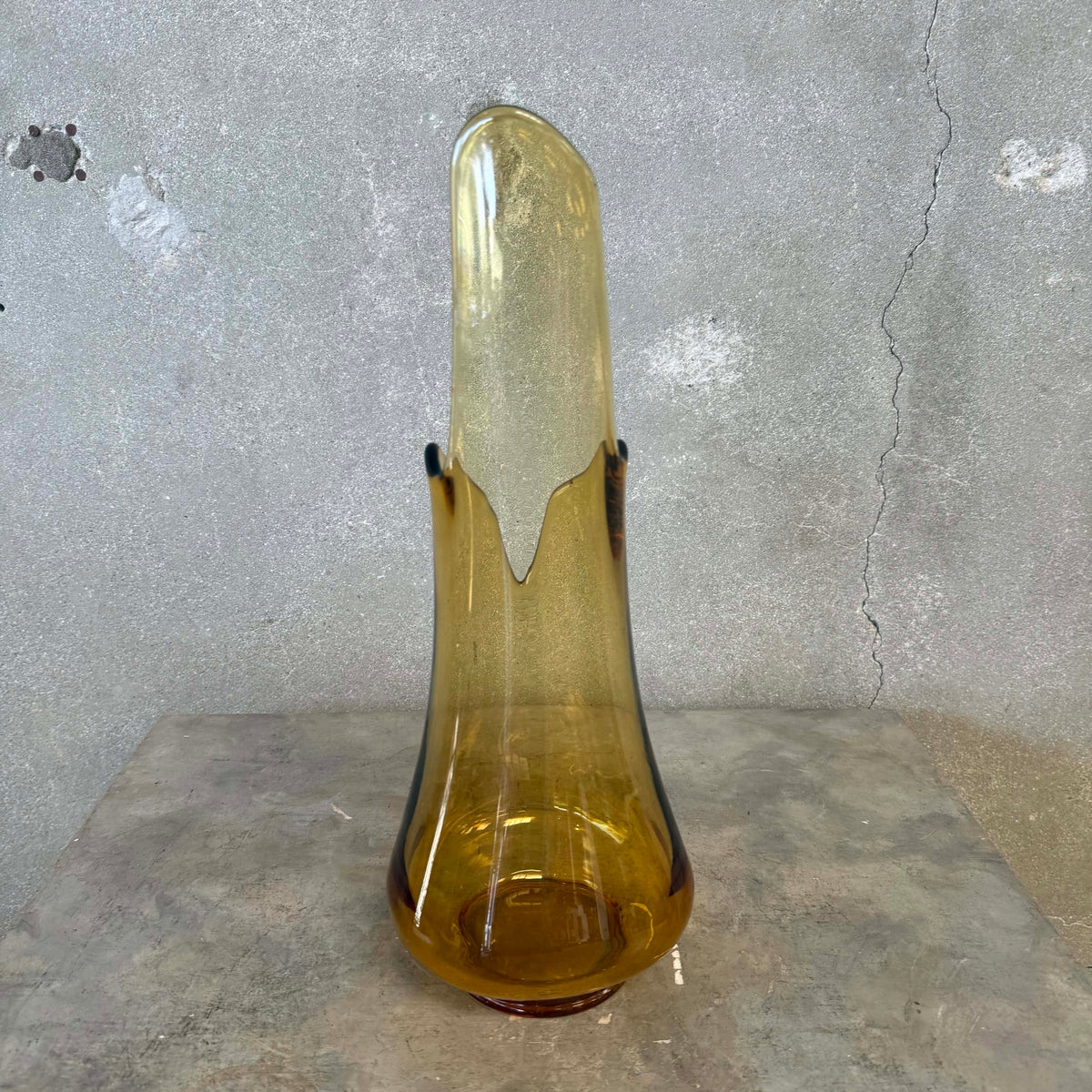 Mid Century Modern Le Smith Amber Swung Vase