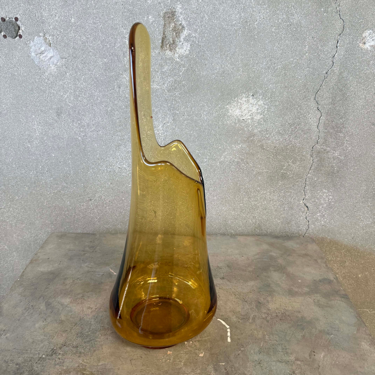 Mid Century Modern Le Smith Amber Swung Vase