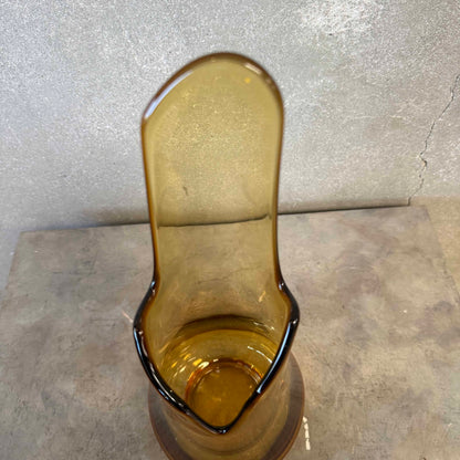 Mid Century Modern Le Smith Amber Swung Vase