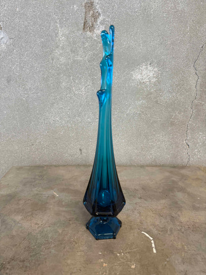 Mid Century Modern Viking Glass Blue Swung Vase #2