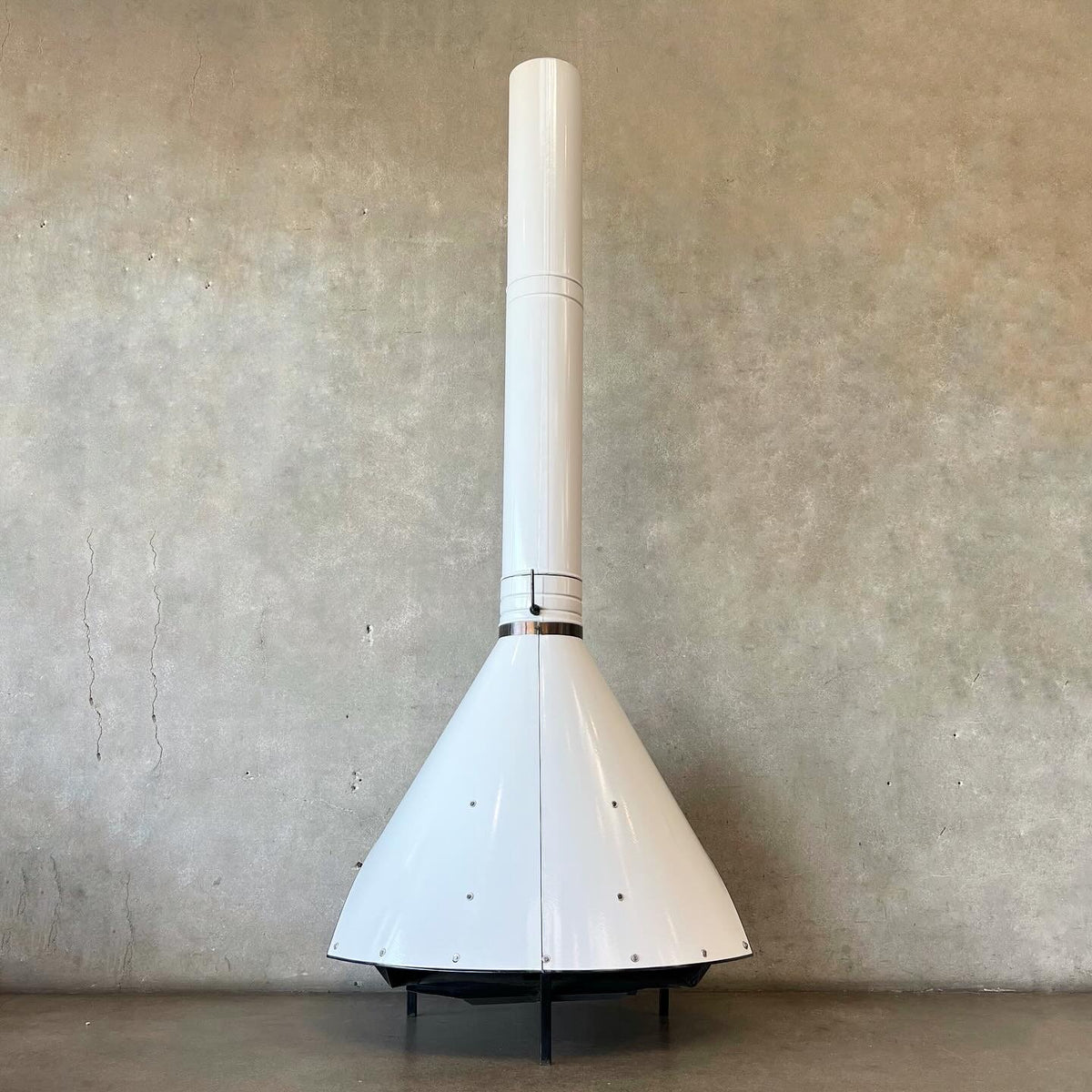 Vintage Mid Century Modern White Porcelain Enamel Preway Fireplace