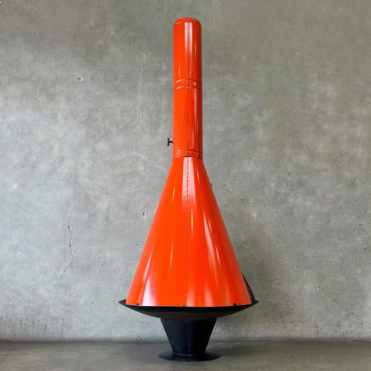 Vintage MCM Orange Porcelain Enamel Finish Conical Fireplace