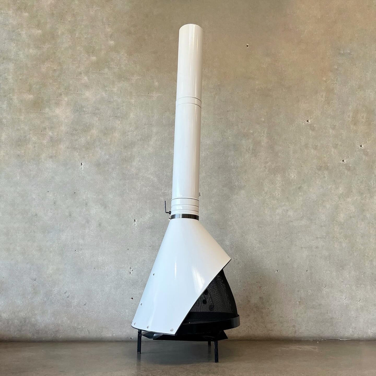 Vintage Mid Century Modern White Porcelain Enamel Preway Fireplace
