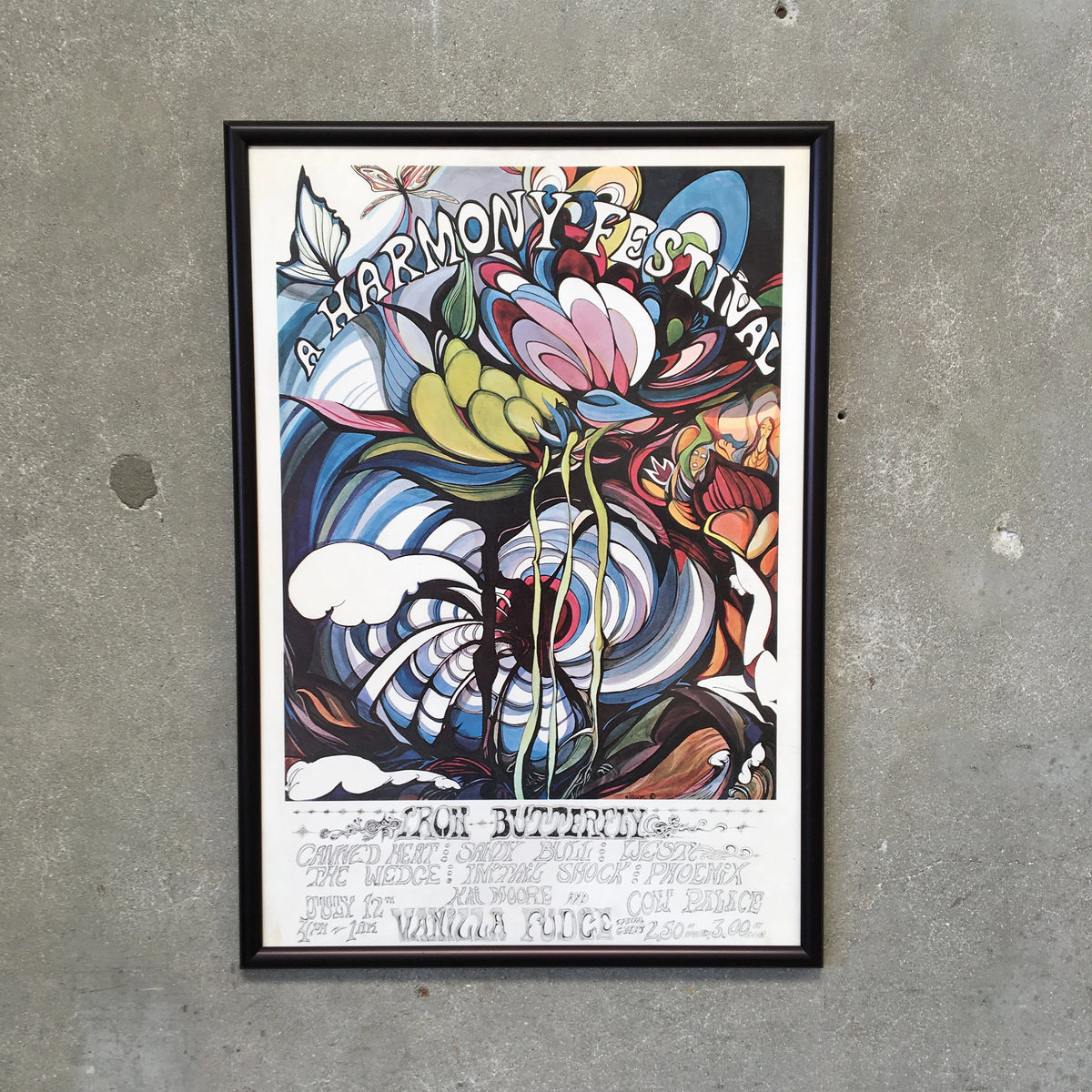 Original Harmony Festival Poster 1969 - Iron Butterfly/Canned Heat/Vanilla Fudge