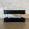 High Quality Vintage Mid Century Modern Leather & Walnut Paper Tray