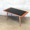 Mid Century Coffee Table with Black Glass Top