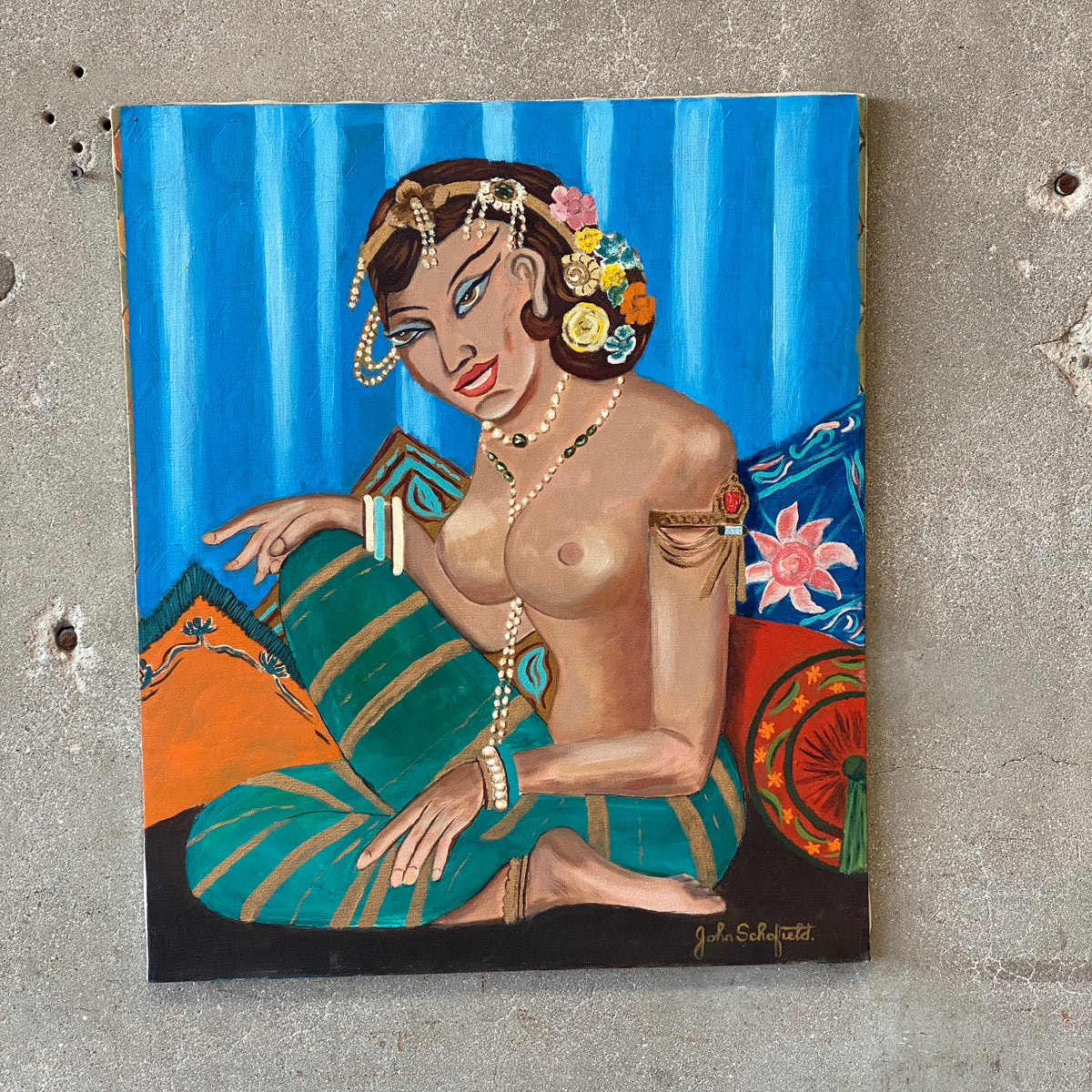 John Schofield Nude Painting on Canvas