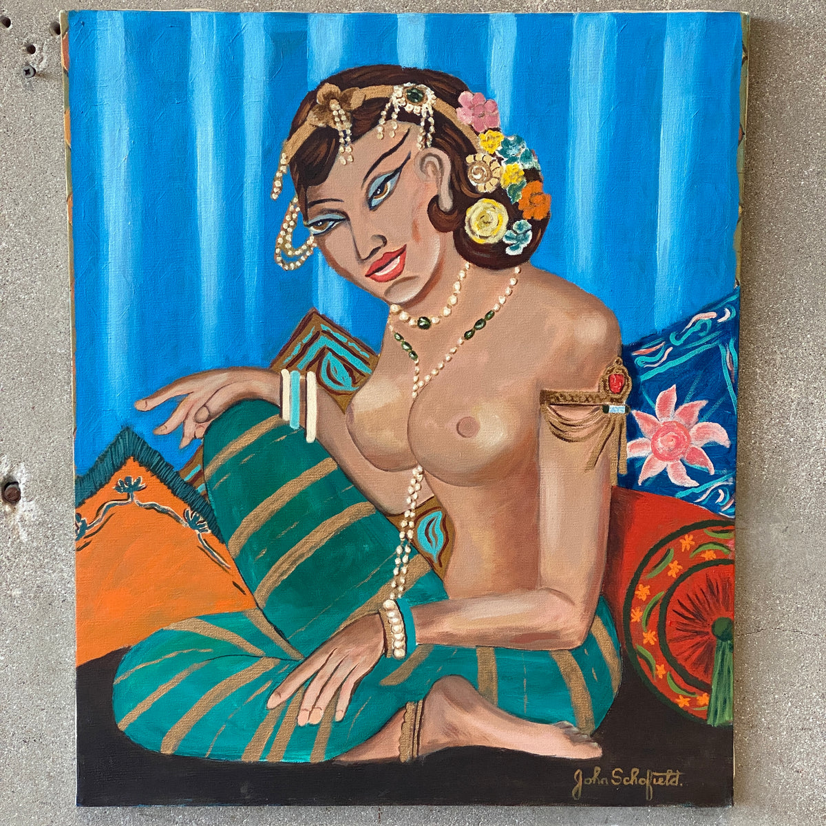 John Schofield Nude Painting on Canvas