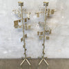 Mid Century Brutalist Metal Sculpted Candle Stands