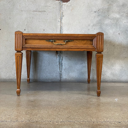 Vintage End Table with Travertine Inset Top