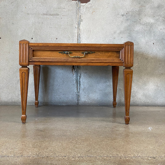 Vintage End Table with Travertine Inset Top