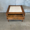 Vintage End Table with Travertine Inset Top