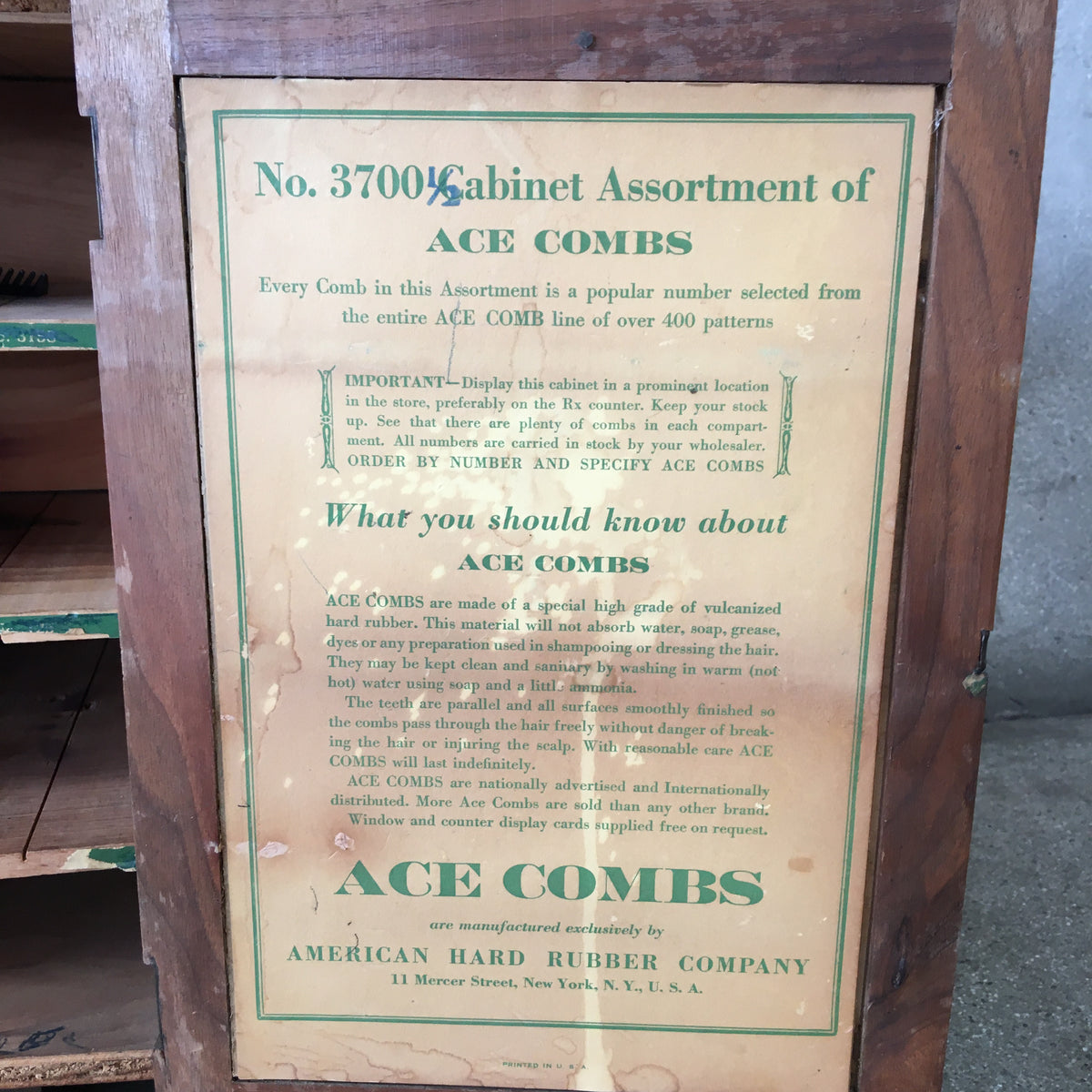 Ace Comb Counter Top Display From Barber Shop