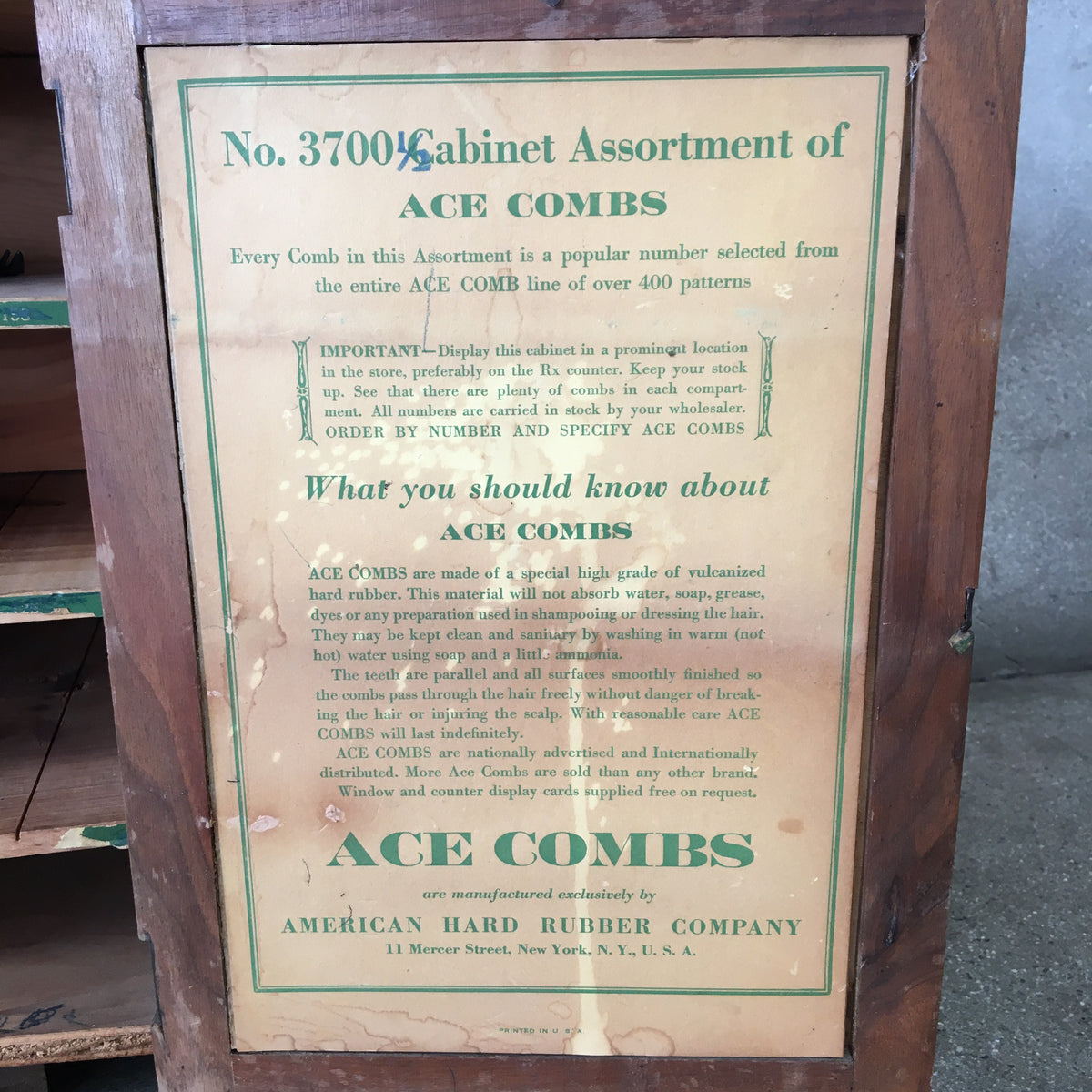 Ace Comb Counter Top Display From Barber Shop