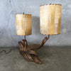 1950's Chalkware Mid Century Two light Abstract Lamp