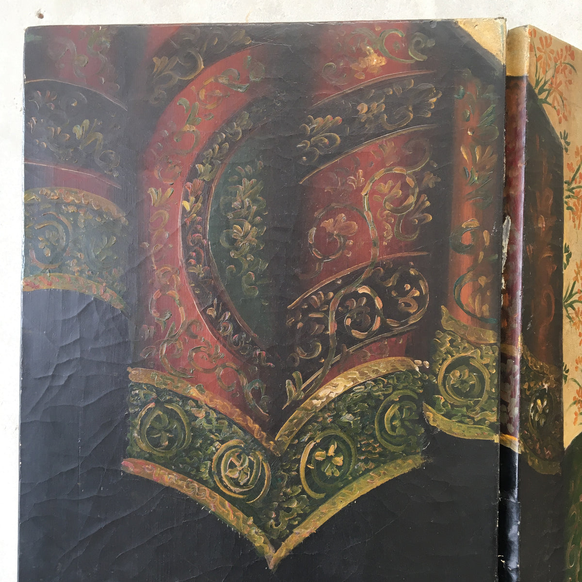 Vintage Four Panel Room Divider Folding Screen