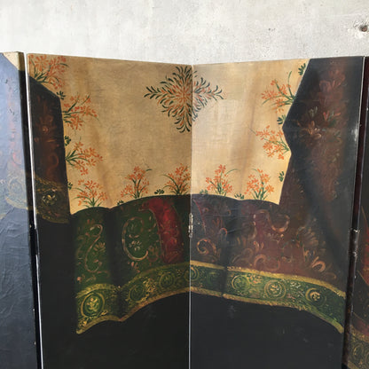 Vintage Four Panel Room Divider Folding Screen