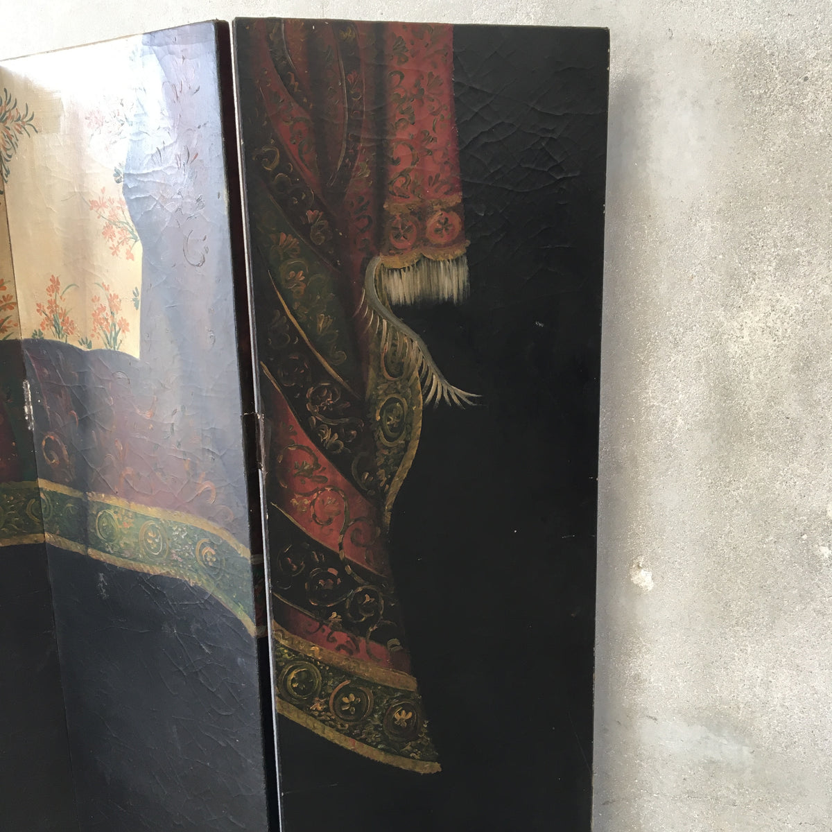 Vintage Four Panel Room Divider Folding Screen