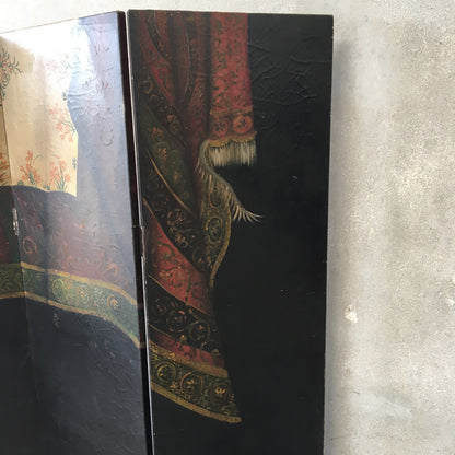 Vintage Four Panel Room Divider Folding Screen
