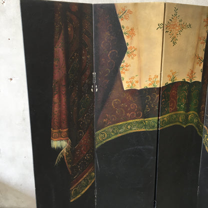 Vintage Four Panel Room Divider Folding Screen