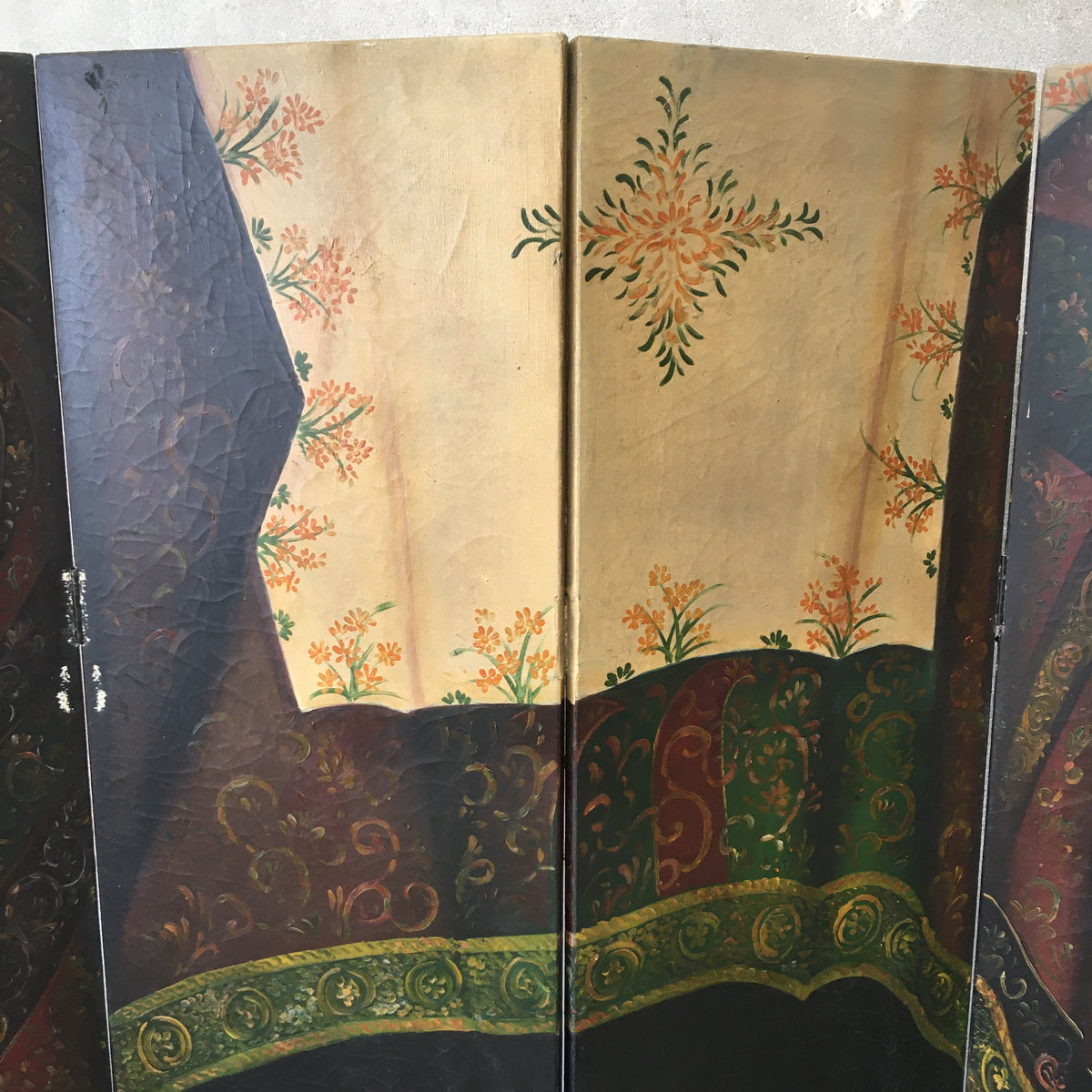 Vintage Four Panel Room Divider Folding Screen