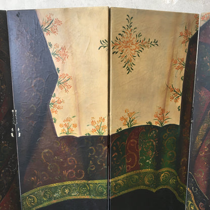 Vintage Four Panel Room Divider Folding Screen