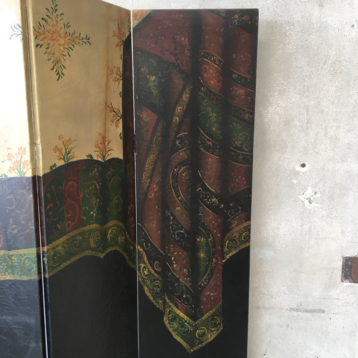 Vintage Four Panel Room Divider Folding Screen