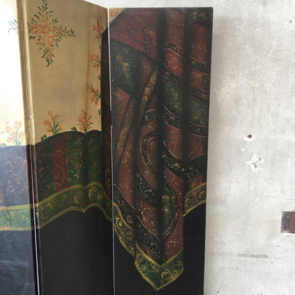 Vintage Four Panel Room Divider Folding Screen
