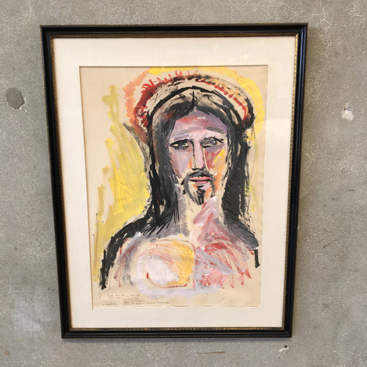 Modernist Art "Jesus"  in Gouache Style