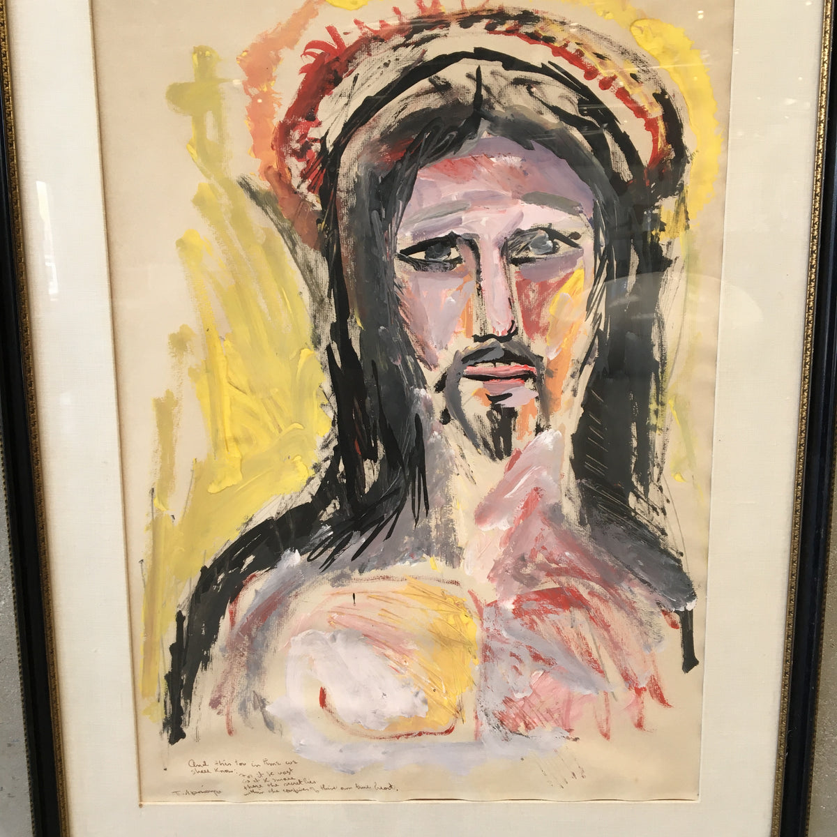 Modernist Art "Jesus"  in Gouache Style