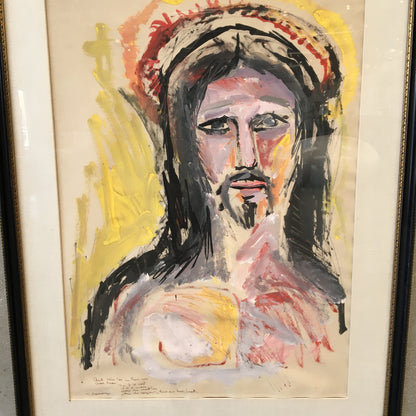 Modernist Art "Jesus"  in Gouache Style