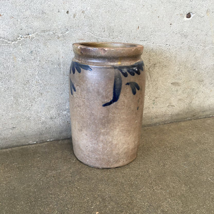 Antique Salt Glaze Stoneware Crock Cobalt Detail