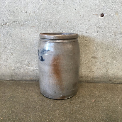 Antique Salt Glaze Stoneware Crock Cobalt Detail