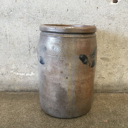 Antique Salt Glaze Stoneware Crock Cobalt Detail