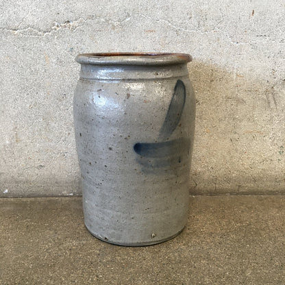 Antique Salt Glaze Stoneware Crock Cobalt Detail